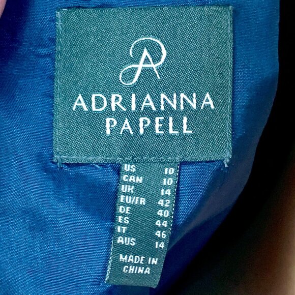 Adrianna Papell Lace Sequin Taffeta Cocktail Dress 10 Knee Length Fit Flare Navy - Picture 11 of 12